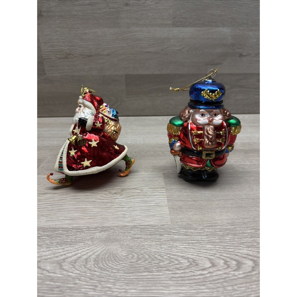 Summit Santa Blown Glass Christmas Ornament Glitter Sack Toys And‎ Nutcracker